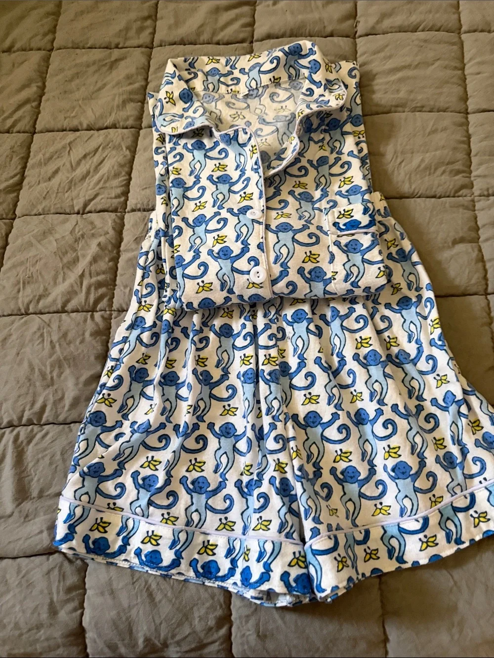 Roller Rabbit kids Blue Monkey Print Pajama Set - smoke/pet free home